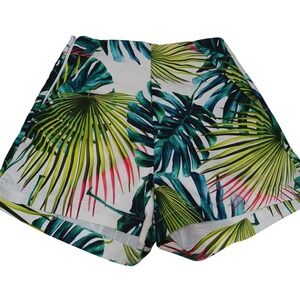 Pepita Perez Womens L High Waist Tropical Palm Print Shorts Bold Resort Vacation